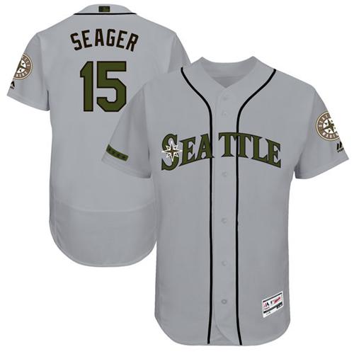Mariners #15 Kyle Seager Grey Flexbase Authentic Collection Memorial Day Stitched MLB Jersey - Click Image to Close